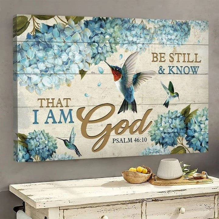 Watercolor Hummingbird, Be still & know that I am God - Jesus Landscape Canvas Prints