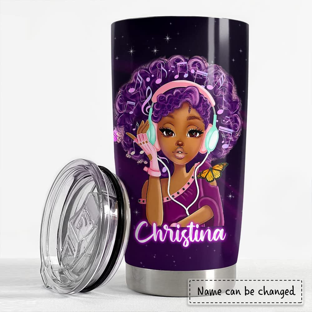 Personalized Black Queen Tumbler Black Girl Faith Afro Girl Women