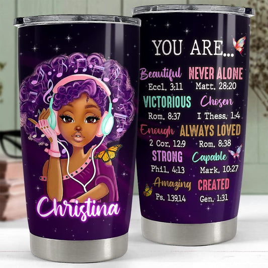 Personalized Black Queen Tumbler Black Girl Faith Afro Girl Women