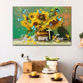 Sunflowers and butterflies Faith hope love wall art canvas