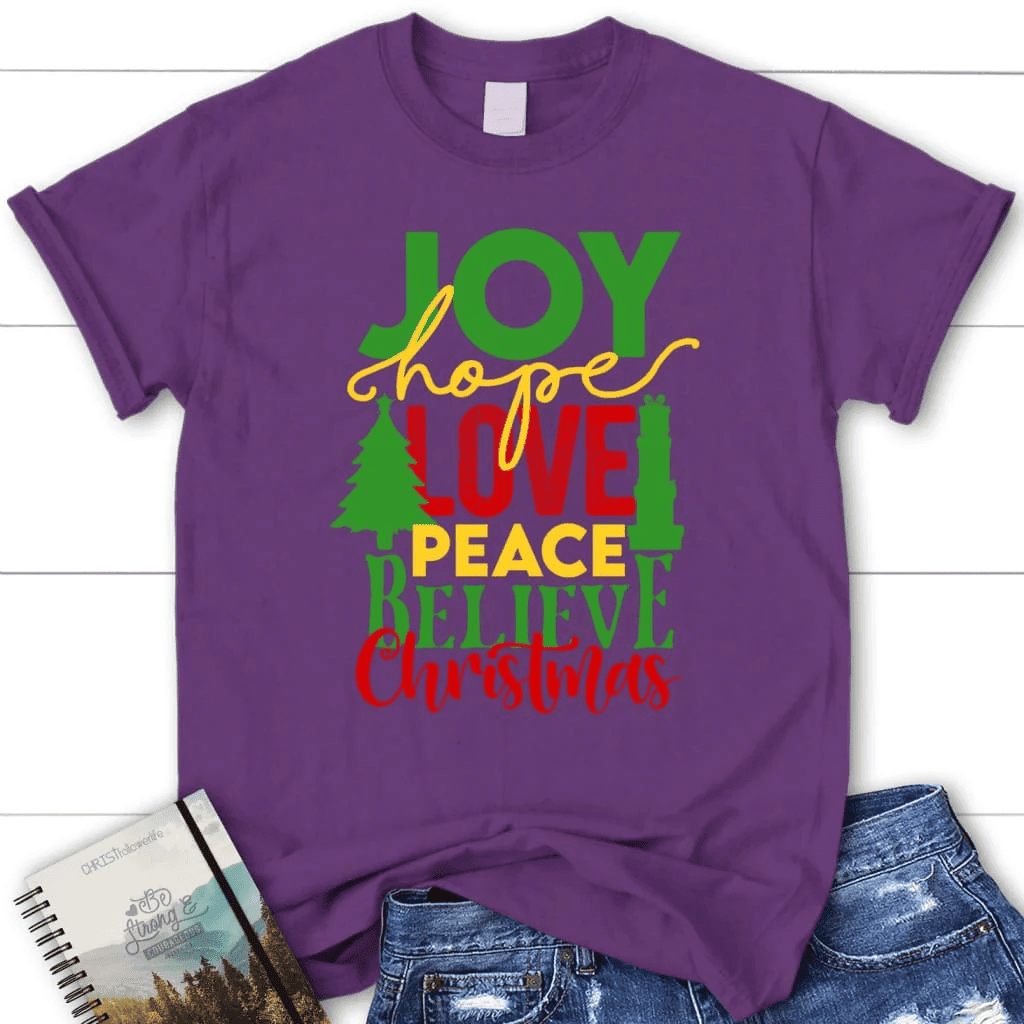 Joy hope love peace believe Christmas Women's t-shirt