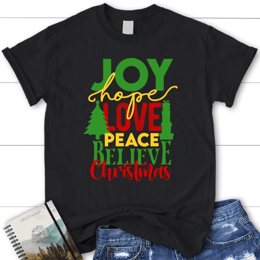 Joy hope love peace believe Christmas Women's t-shirt