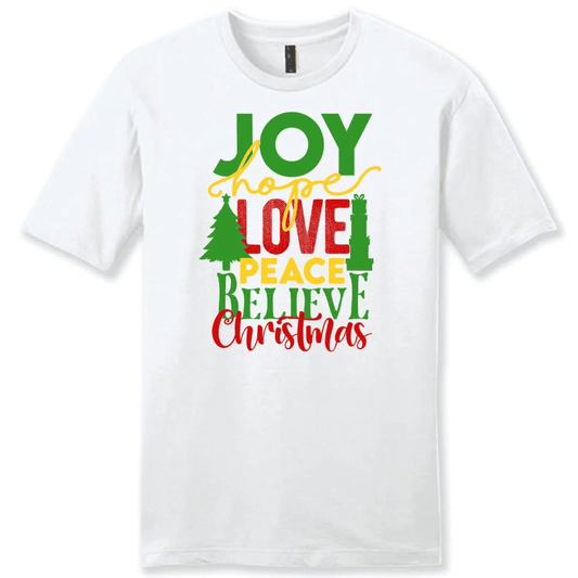 Joy hope love peace believe Christmas Men's t-shirt