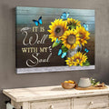 Christian wall art: It is well with my soul butterfly sunflower canvas art