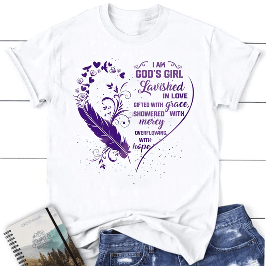 I am God's girl lavished in love gifted with grace womens Christian t-shirt