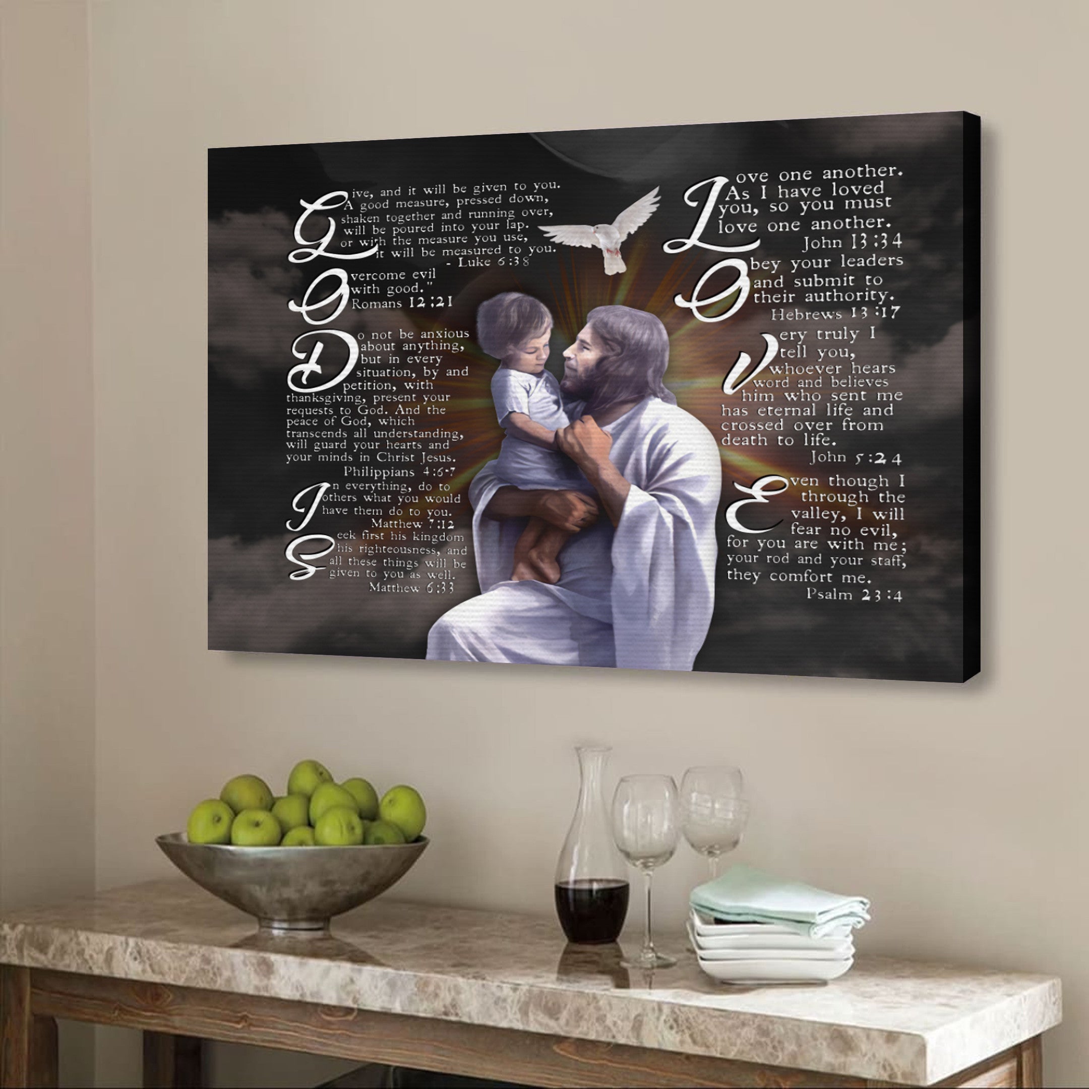 GOD IS LOVE wall art canvas print