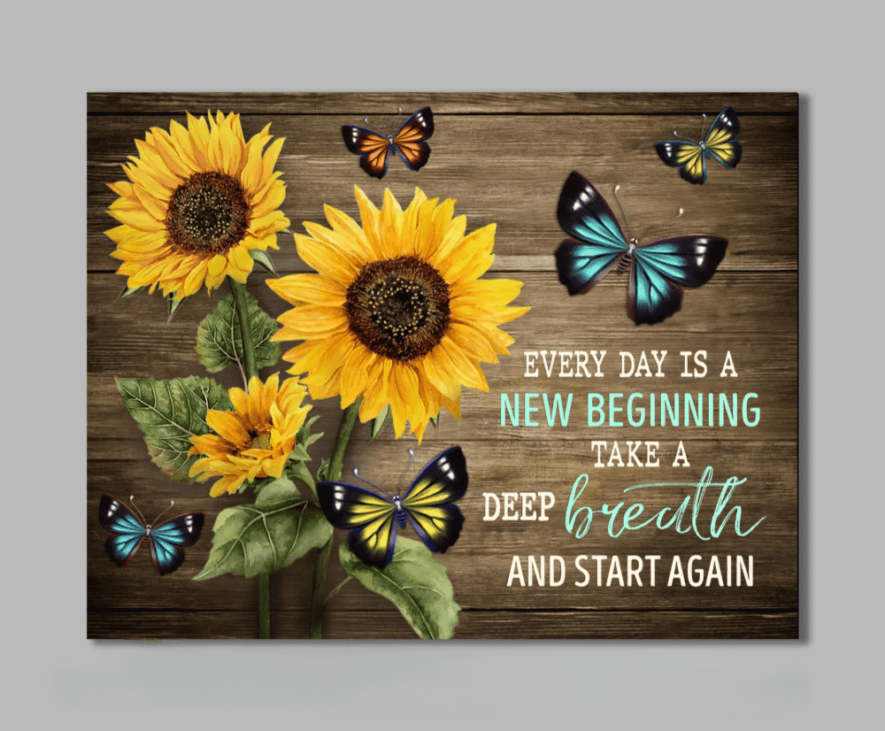 Beautiful Sunflowers Wall Art And Butterflies Christ Wall Art Canvas