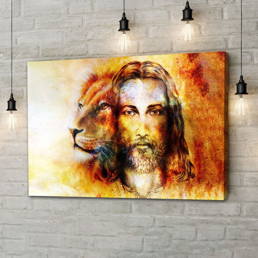 The Lion of Judah Jesus Christ Wall Art Canvas, Jesus and Lion Picture