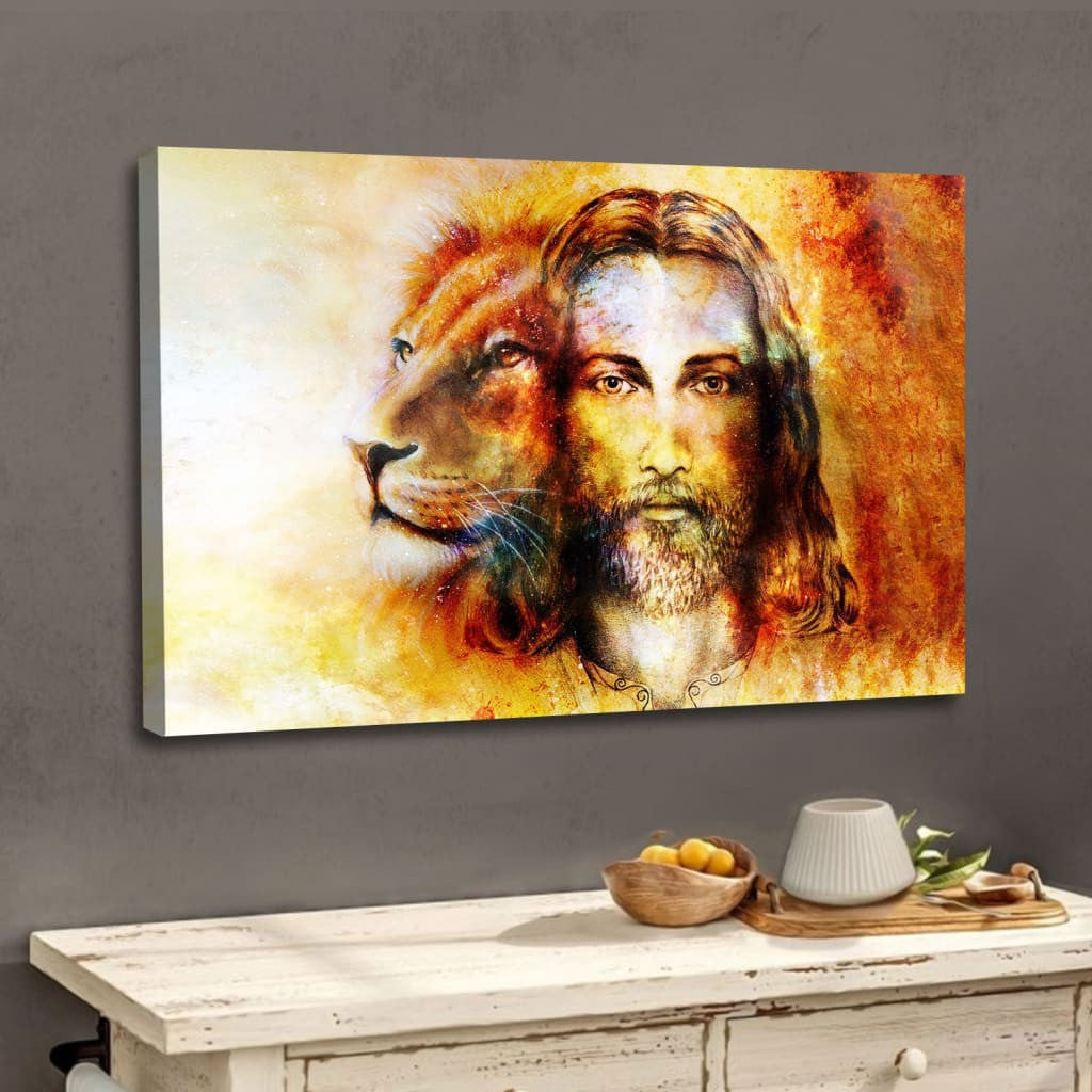 The Lion of Judah Jesus Christ Wall Art Canvas, Jesus and Lion Picture