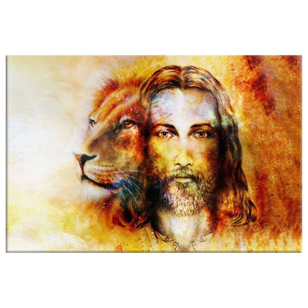 The Lion of Judah Jesus Christ Wall Art Canvas, Jesus and Lion Picture