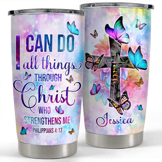 Personalized Christian Tumbler Bible Butterfly