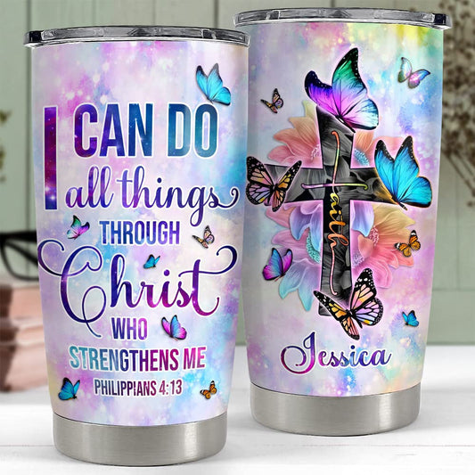 Personalized Christian Tumbler Bible Butterfly
