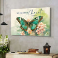 2 Cor 5:17 New Creation in Christ, Butterfly Flowers, Christian Wall Art Canvas