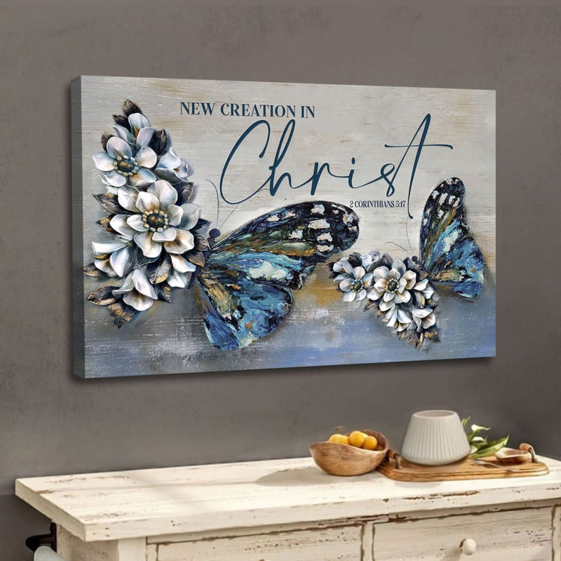 2 Cor 5:17 New creation in Christ wall art canvas, Butterflies Christian wall decor