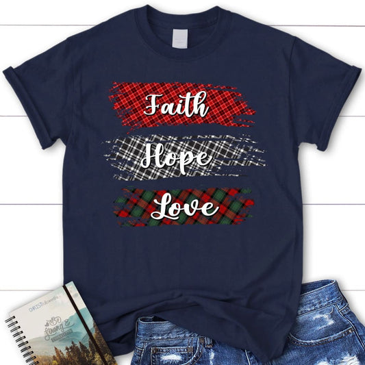 Buffalo plaid Faith hope love Womenâ�E�E��E�E�s t-shirt