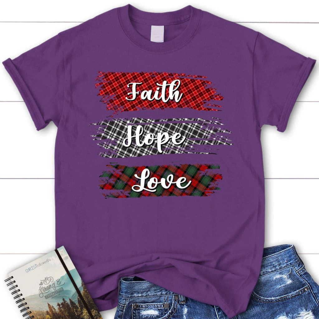 Buffalo plaid Faith hope love Womenâ�E�E��E�E�s t-shirt