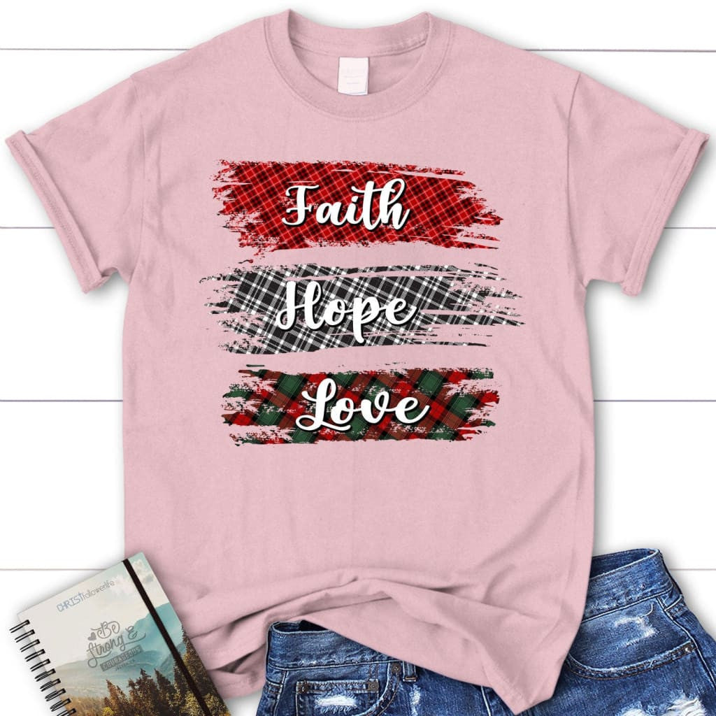 Buffalo plaid Faith hope love Womenâ�E�E��E�E�s t-shirt