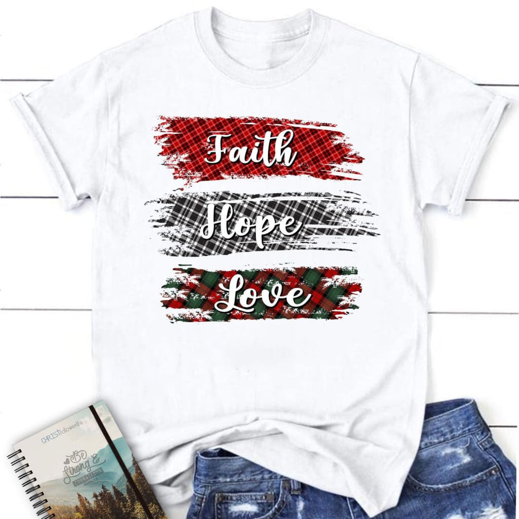 Buffalo plaid Faith hope love Womenâ�E�E��E�E�s t-shirt