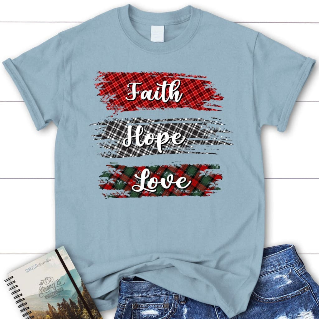 Buffalo plaid Faith hope love Womenâ�E�E��E�E�s t-shirt