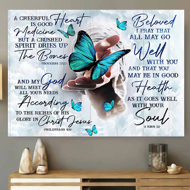 Jesus Hand Butterfly Bible Canvas