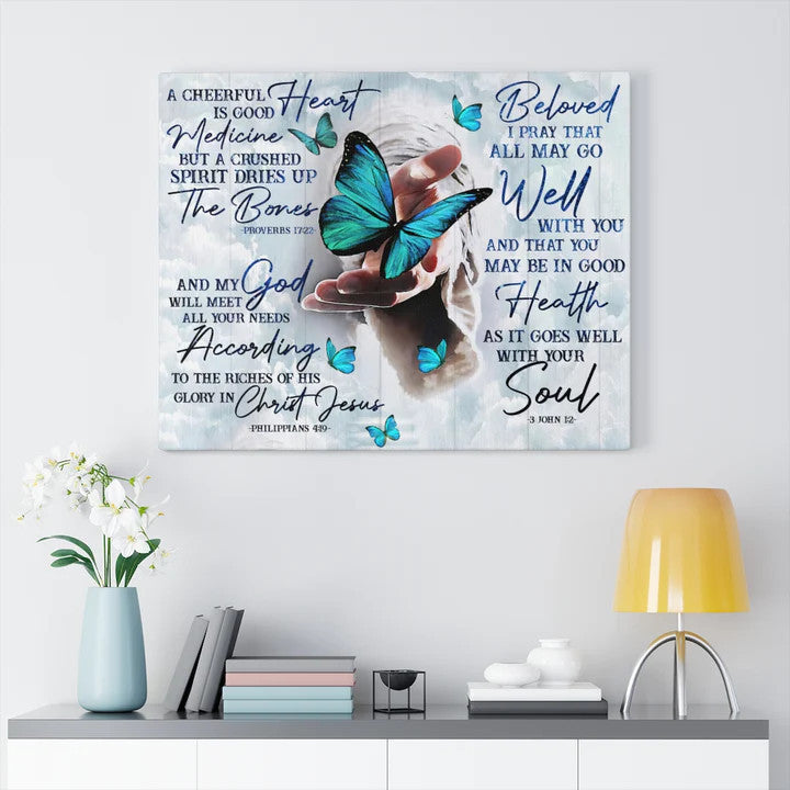 Jesus Hand Butterfly Bible Canvas