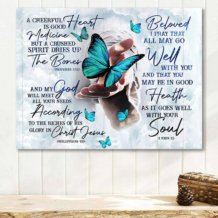 Jesus Hand Butterfly Bible Canvas