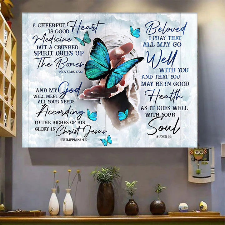 Jesus Hand Butterfly Bible Canvas