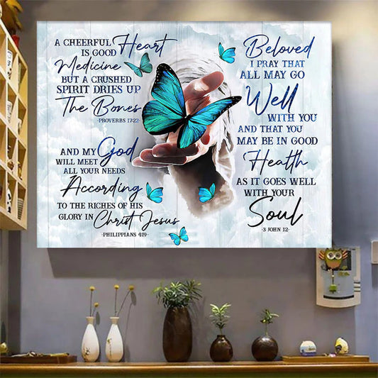 Jesus Hand Butterfly Bible Canvas